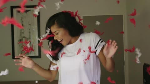 A Woman Happily Celebrate At Her House