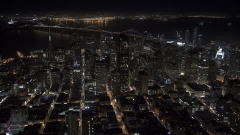 Aerial View Of A City At Night