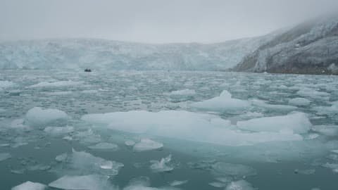 Chunks Of Ice Floating In Cold Water
