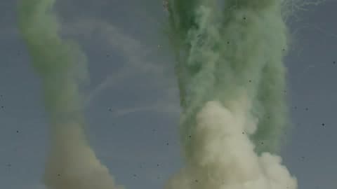 Many Green Flares Soaring Into The Sky